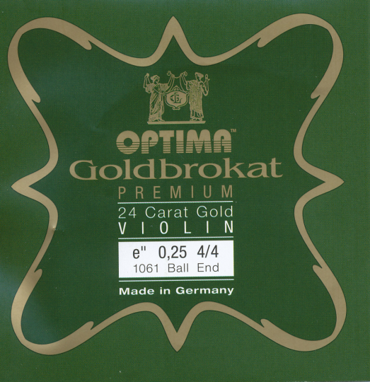 Optima Goldbrokat 24 K Gold Premium Violin E-Saite Kugel 25  