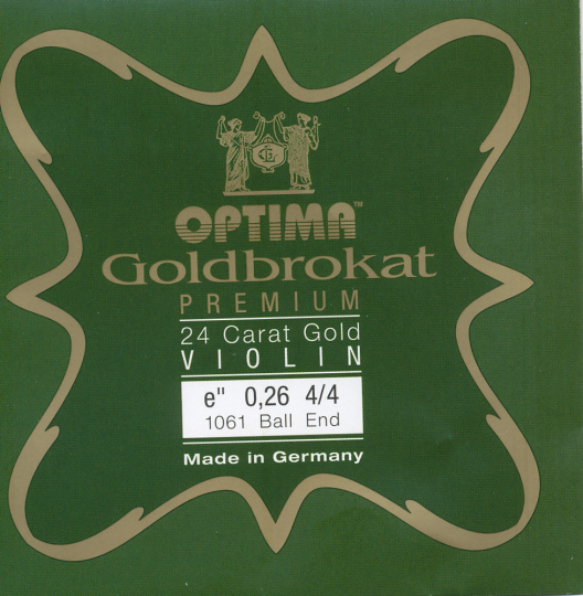 Optima Goldbrokat 24 K Gold Premium Violin E-Saite Kugel 26  