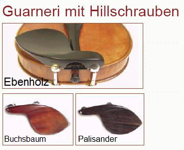 Guarneri, Kinnhalter mit Hill-Schrauben, Ebenholz  