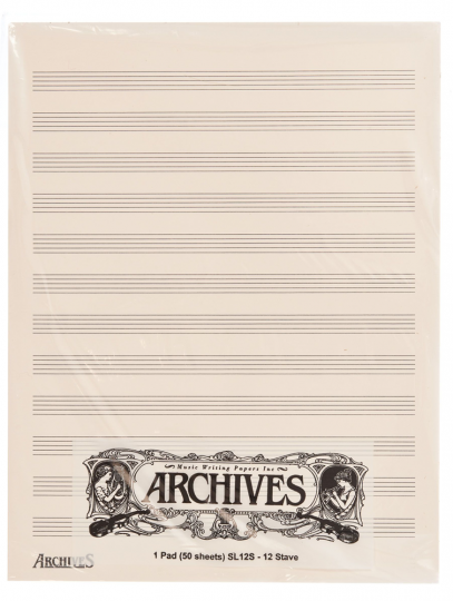 Manuskript Notenblöcke mit 12 Notenbalken - 50 Blatt  